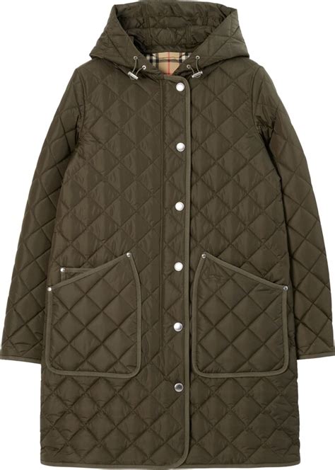 Burberry Roxby Quilted Hooded Long Jacket .